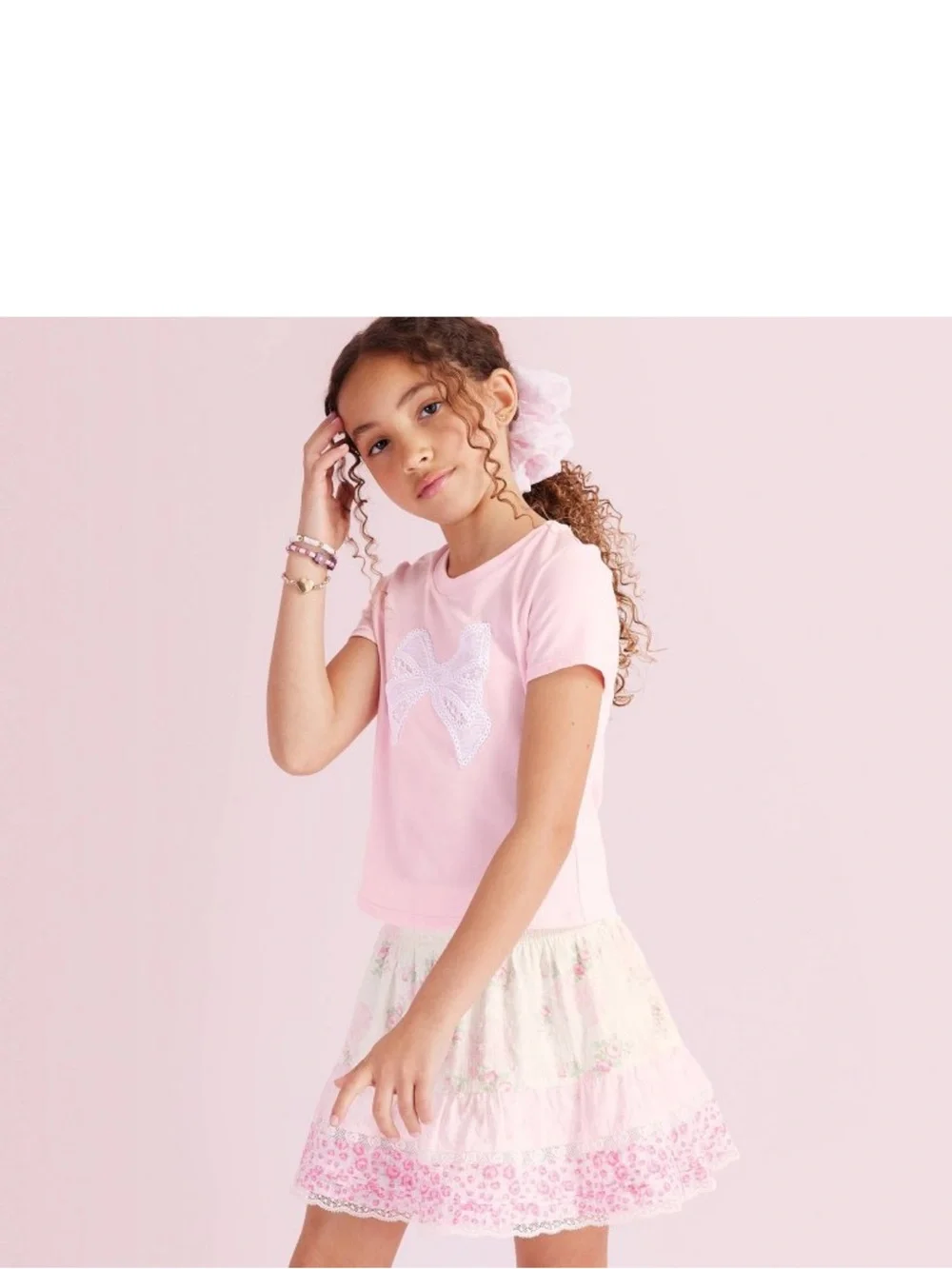 Maeve Bow Appliqué T-Shirt from LoveShackFancy x Target (pink, girl XL)